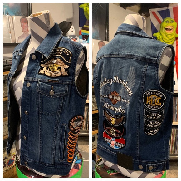 Harley-Davidson Jackets & Blazers - Harley Davidson Denim Jean Vest with patches